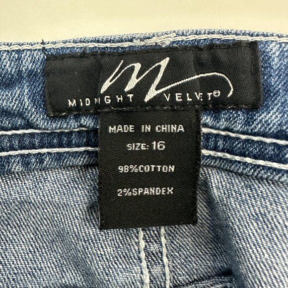 Midnight Velvet Cuffed Boyfriend Distressed Women's size 16 Blue Denim Jeans - Picture 3 of 4